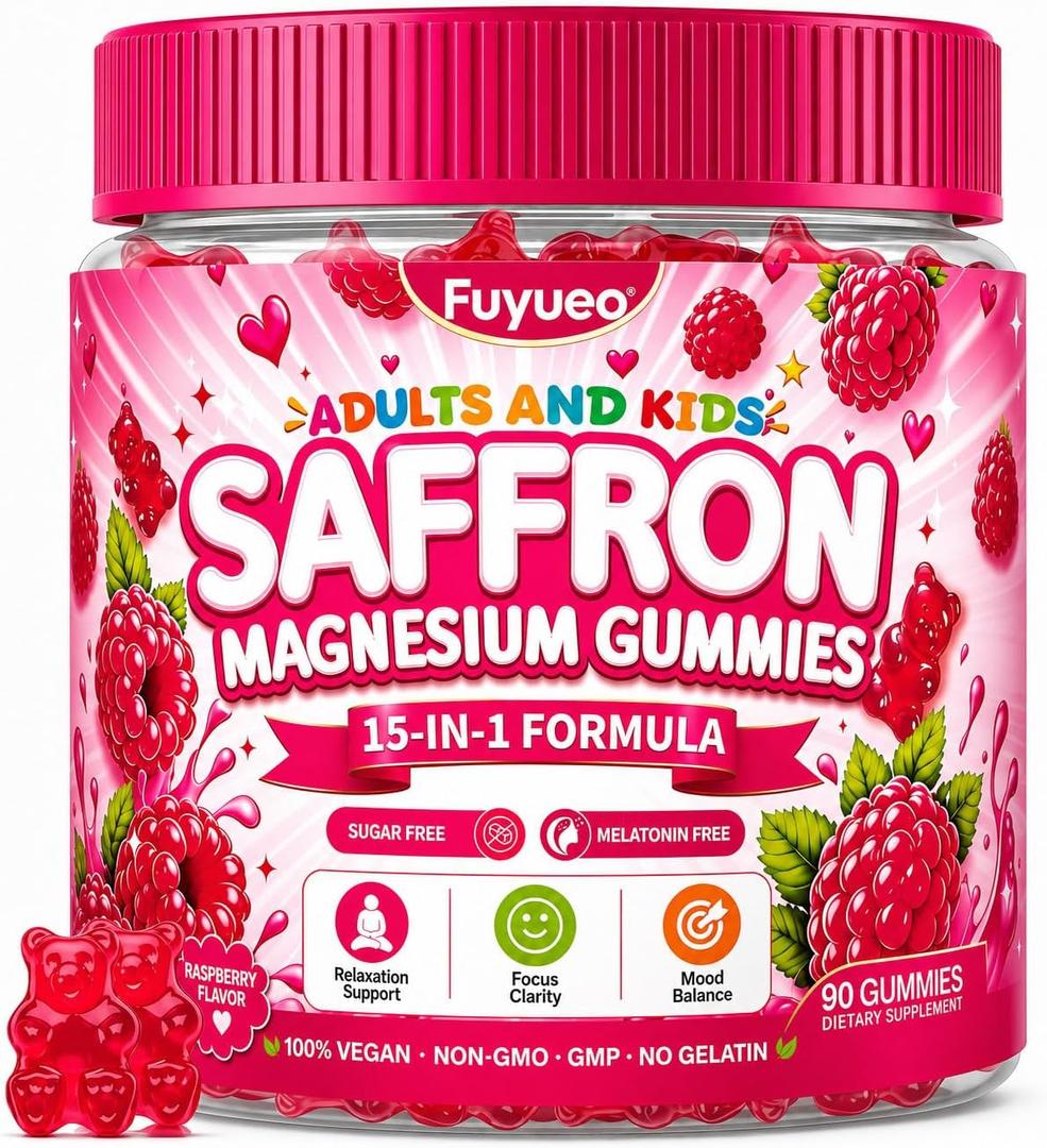 Saffron + Magnesium Glycinate -Calm Mood Focus Gummies for Kids 4+ & Adults