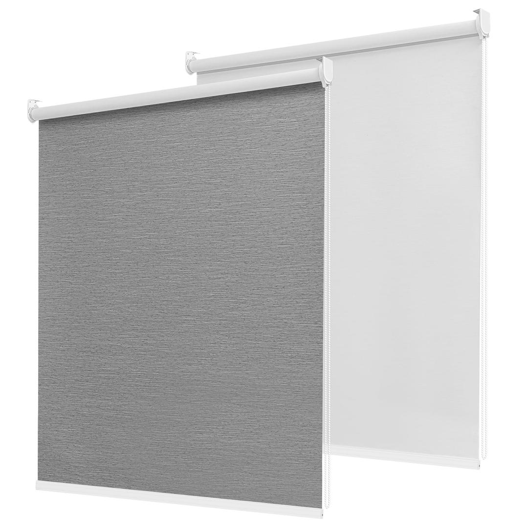 Pesalco 100% Blackout Roller Shades for Indoor Windows with Thermal Insulated Fabric UV Protection Privacy Window Shades for Living Room, Home and Office White 44" W x 72" H