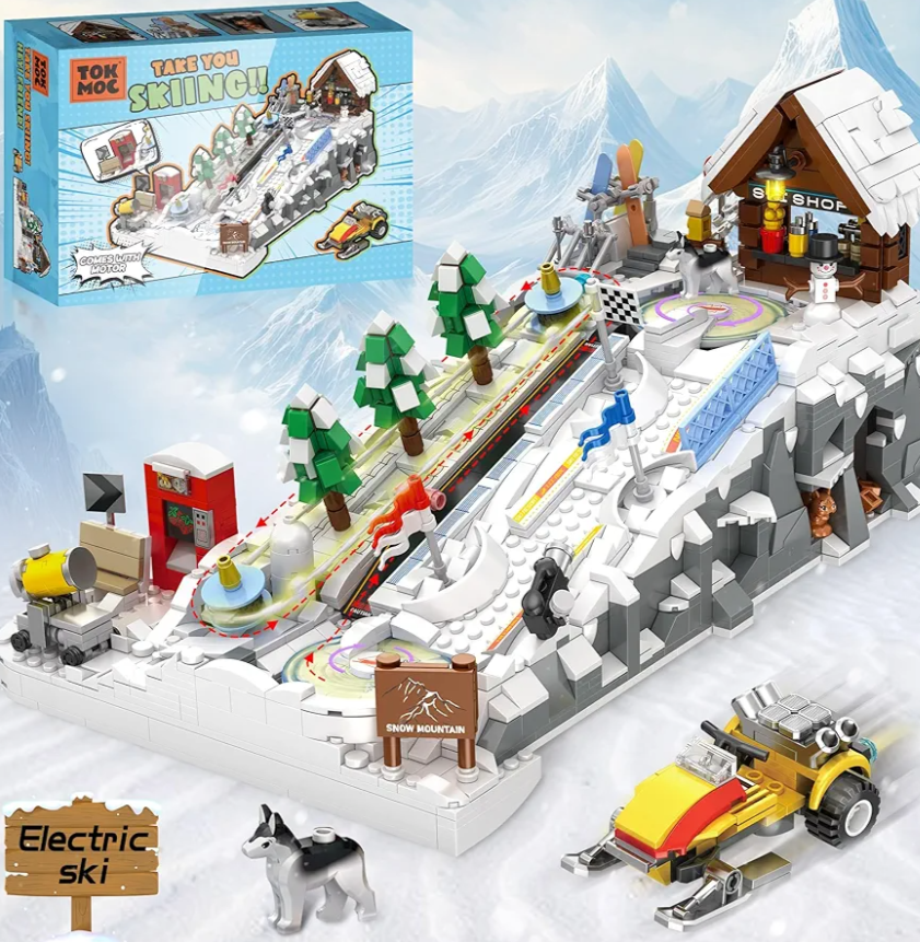 Slope Building Block Sets for Adults, Ski Resort Toy With Shop and Snow Mobile, Architecture Construction Models, Ideal Gift for Adult Teen and Ski Fans (2200PCS)