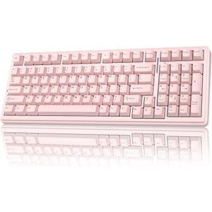 AULA F99 Wireless Mechanical Keyboard-Silent Version,Tri-Mode(BT5.0/2.4GHz/USB-C),Gasket Structure,Hot Swappable Mechanical Keyboard with Pre-lubed Linear Switches,RGB Backlit PC Gaming Keyboards,Pink