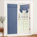 RYB HOME Blackout Door Curtain - Privacy Thermal Insulated Window Curtains for Patio/Front/Tricia/French Door Sidelight Tie up Shade, W30 x L69 inch, 1 Panel, Stone Blue