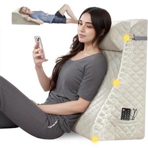 Daneey Bed Wedge Pillow, Reading Pillow Adult, Wedge Pillow for Sleeping, Back Pillow for Sitting in Bed with Adjustable Roller, Foam Wedge Pillow for Neck, Lumbar, Back, Light Brown, Velvet