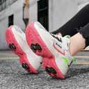 HSQ Roller Skate Shoes with Detachable Wheels for Kids Girls Funy Wheelies Shoes Fashion Wheely Sneakers Black Beige Red Size Little Kid 2