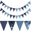 Breling 2 Pcs Denim Banner Denim Party Decorations Blue Banner Bachelorette Party Decorations Bunting Garland for Blue Jean Baby Shower Birthday Wedding Festival (Triangle)