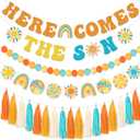 LARRAZABAL Here Comes The Son Baby Shower Banner, Here Comes the Son Baby Shower Decor Boy Boho Retro Sunshine 1st Birthday Party Supplies