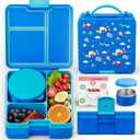QCQHDU 2000ML Bento Lunch Box with 3 Compartments Container & Leak-Proof 8oz Insulated Food Jar, Suitable for Adults, Kids, and Toddlers