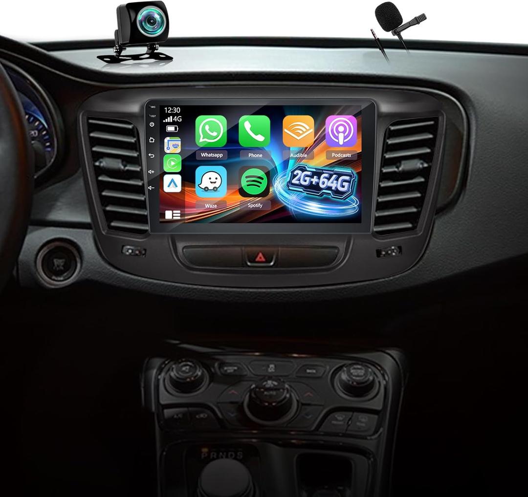 2G+64G Screen for Chrysler 200 Radio 2015 2016 2017 2018 2019, 9 inch Touch Screen Chrysler 200 Android Car Stereo, Carplay/Android Auto/Bluetooth/EQ Audio/SWC