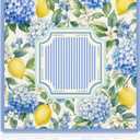 WHCHJ Blue Hydrangea Floral Lemon Mahjong Mat 31.5 x 31.5in