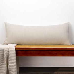 JoraLion Cotton Linen Lumbar Throw Pillow Cover 14x36 inch, Oatmeal Decorative Accent Pillowcase Farmhouse Cushion Case Home Decor for Couch Living Room Bed Sofa, Pack of 1 (Cover Only)