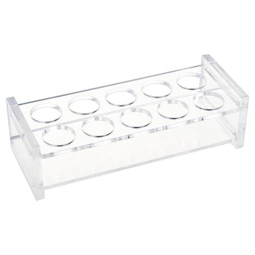 OLYCRAFT 10 Holes Acrylic Test Tube Rack 5ML Test Tube Display Stands 0.7 Inch Hole Labortory Display Racks Colorimetric Stand Tubes Rack for Centrifuge Tubes Chemistry - 4.9x1.9x1.4 Inch