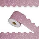 FOBSME 100 Feet Bulletin Board Border Glitter Shine Scalloped Borders Trim Glitter Bulletin Board Strips Decorative Classroom Poster Borders for Xmas Christmas Classroom School Office Decor, Blue