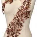 Lace Appliques Patches Glass Acrylic Rhinestoens Sewing for Wedding Dress Sew on Clothing Prom Costumes Gown Designer DIY Front Bodice Decorations (Brown)