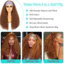 MARYLING Half Wig Deep Water Wave 3 In 1 Synthetic Headband Wig Wear and Go Drawstring Seamless Flip Over Deep Curly Half Wigs Beginner Friendly Half Wig for Black Women Brown 26 Inch
