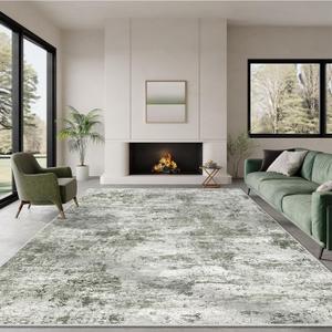 Area Rugs 5x7 for Living Room, Modern Abstract Machine Washable Large Green Rug Soft Rug, Floor Carpet with Non Slip Backing for Dining Room (Green,5'x7')