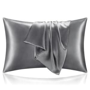 BEDELITE Satin Pillowcase for Hair and Skin, Super Soft and Cooling Similar to Silk Pillow Cases 2 Pack with Envelope Closure, Gift for Women Men(20"x30" Queen Size, Dark Grey)