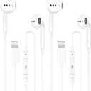 Wired Headphones for iPhone Earbuds with Lightning Connector,2 Packs Built-in Mic & Volume Control HiFi Stereo Nosie Reduction Earphones Compatible with iPhone 14/13/12/11/XR/XS/X/8/7 Support All iOS
