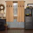 VHC Brands, Maisie, Cotton, 63x36, Short Panel Attached Scalloped Layered Valance, Set of 2, Tan