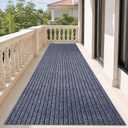 DAKKIONY Striped Runner Rug, Non-Slip Rubber Backing, Gray, 3 x 10 Ft