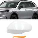 Left Driver Side Replacement Mirror Cover Compatible with Honda HRV/CRV 2023 2024 2025 2026 Exterior Door Side Rearview Mirror Cap Cover With Turn Signal Light Pearl (White)