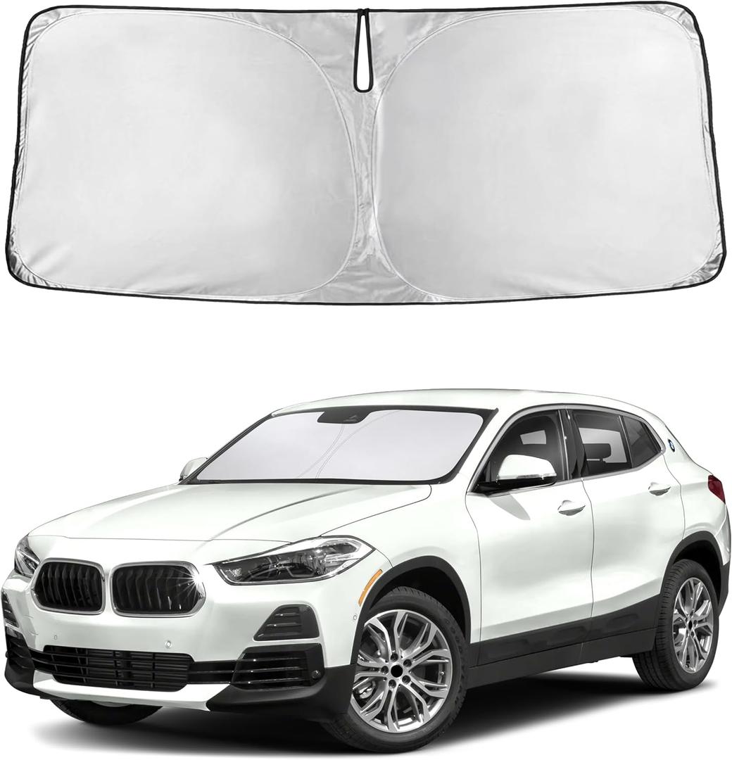 EcoNour Windshield Sunshade Compatible for BMW X2 2018-2021 2022 2023 | Sun Visor for Front Windshield & Window Sun Shade Cover, UV Heat Blocker & Protector, Car Accessories