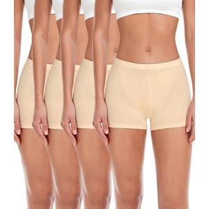 wirarpa Women's Boyshorts Panties Cotton Boxer Briefs for Ladies Underwear Shorts with Cotton Crotch 4 Pack (XX-Large, Beige)