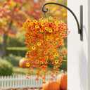 8PCS Hanging Fake Mums for Fall Decor,UV Resistant Artificial Flowers,Faux Mums for Outdoor Planters,Fall Flowers Artificial Decorations for Porch, Patio (OrangeYellow)