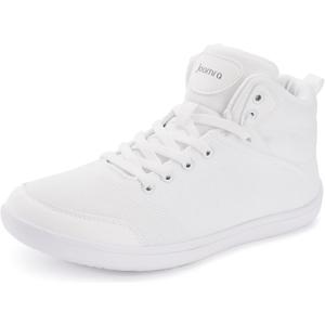 Joomra Women's High Top Shoes Size 7W 7 Minimalist Winter Barefoot Zero Drop Wide Toe Box Width Fashion Casual Walking Tennis Sneakers Ankle White 38