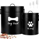 DoubleFill Extra Large 23+10 lb Metal Dog Food Storage Containers, Black
