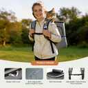 Lekereise Cat Backpack Expandable Pet Carrier Backpack for Small Cats and Dogs, Airline-Approved Foldable Dog Carrier Backpack with Inner Safety Leash, Grey