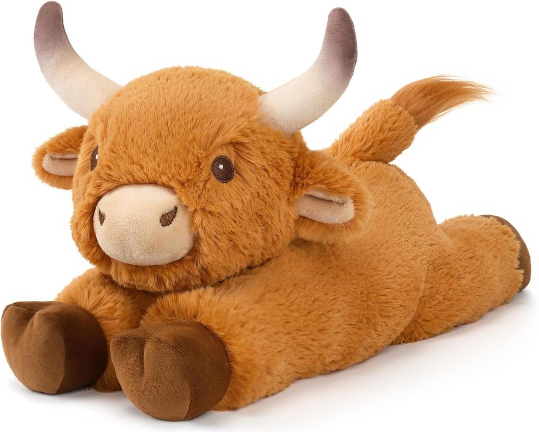 Cuckool Bull Stuffed Animals, Microwavable Stuffed Animals Adorable Fluffy Bull Plush for Warmth & Comfort, Heatable Coolable Lavender Scent Toys, Cute Soft Plushies Gift for Kids Boys Girls & Adults