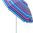 Tommy Bahama 6' UPF 50+ Tilt Beach Umbrella with Integrated Sand Anchor, Wind Vent, and Carry Bag (Red and Blue Stripe)