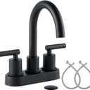 VXV Bathroom Sink Faucet 4 Inch 2 Handle Centerset Utility Lavatory Vanity Modern 360 Rotating Black Water Faucet with Pop-up Drain Stopper Assembly and Supply Lines Fits 2 Hole