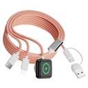 3 in 2 Charger Cable for Apple Watch, Fast Phone Watch Charger USB C Multi Fast Charging Cable Compatible with iWatch Ultra/SE/10/9/8/7/6/5/4/3/2/1 & iPhone 16/15/14/13/12,6ft (Pink)