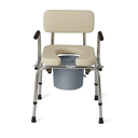 Medline Drop Arm Commode with Padded Seat and Backrest, Durable Toilet Chair for Adults and Seniors, Removable Pail, Splash Guard, Drop Down Arms for Easy Transfer, 350 lb. Weight Capacity, Tan