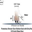 eatelle Shower Door Bottom Seal with Drip Rail for 3/16 (5mm) Thick Glass, 36" Long Sweep - Ultra Clear Polycarbonate