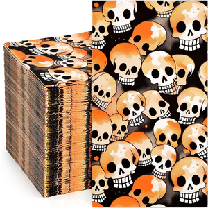 100Pcs Halloween Guest Napkins Black and White Skull Disposable Paper Napkins Dinner Hand Napkins for Party Supplies Home Kitchen Decor