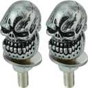 Arenbel Skull License Plate Screws Motorcycle Frame Bolts Nuts Car Tag Fasteners Cap Kit Fit Vehicles Motorcycle Trucks SUV, 4Pcs Silver