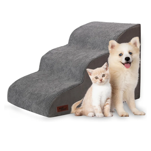 3-Step Dog Ramp and Stairs for Sofa and Chair - Non-Slip Sturdy Pet Steps for Small Dogs and Cats,15.7" H,Grey