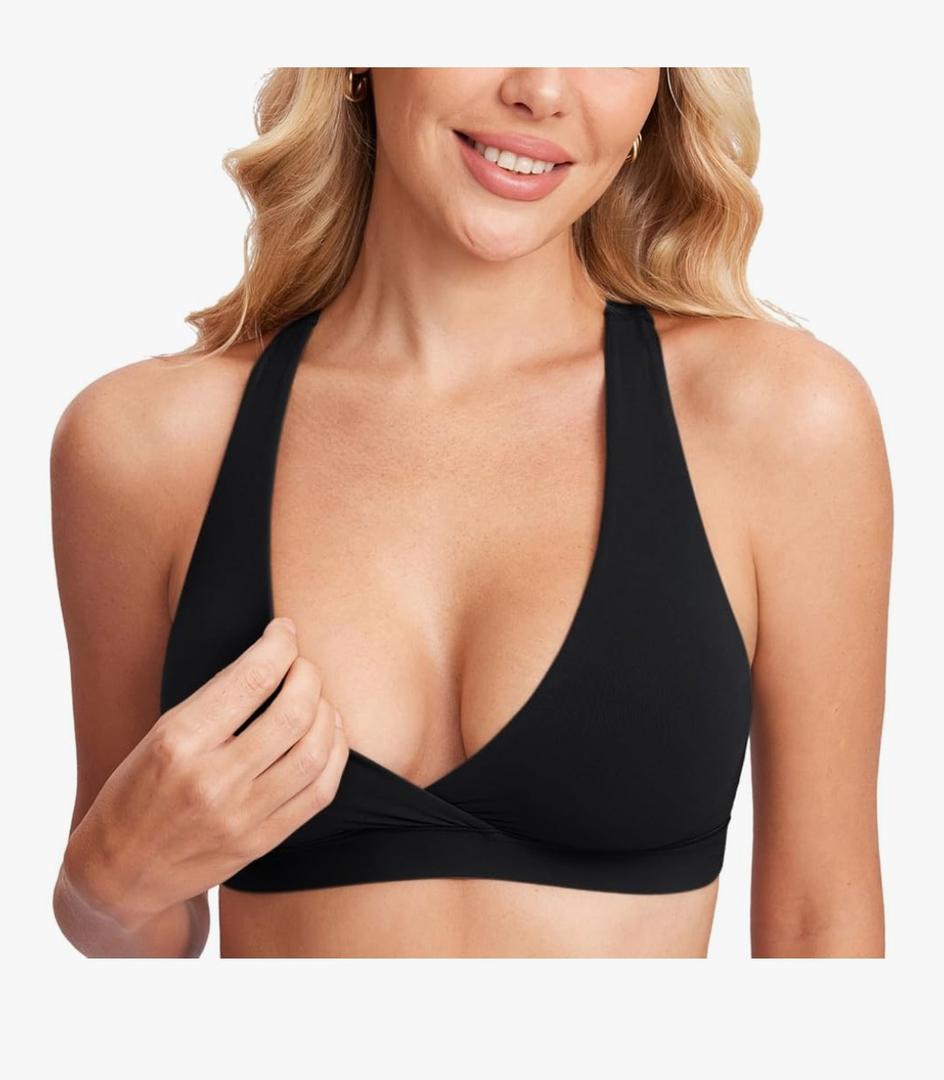Nursing Sleep Bras for Breastfeeding Crossover Wireless Maternity Bralette Comfy Small