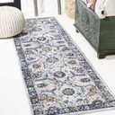 JONATHAN Y MDP210A-28 Izil Modern Indoor Area-Rug Bohemian Vintage Easy-Cleaning Bedroom Kitchen Living Room Non Shedding, 2 X 8, Light Gray/Blue (2ft3" x 8ft (Rectangular))
