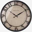 Presentime & Co 21" Farmhouse Series Wall Clock, Cottage Style, Faux Burlap, Oil Rubbed Antique Bronze Finish. Wall Décor for Living Room, Dining Room, and entryway.