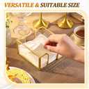 LemonRoad 2 Pcs Square Gold Napkin Holder for Table 4.7 x 4.7 Inch Decorative Cocktail Napkin Holder Glass Flat Paper Basket for Kitchen Dining Buffet Bar Counter Wedding Party Restaurant Bar Hotel