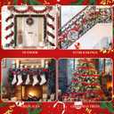 6 Yards Red Velvet Christmas Tree Garland with 36 Jingle Bells, Velvet Bell Garland Ribbon for Christmas Tree Vintage Xmas Ornaments for Home Wreath Staircase Party Holiday Decor