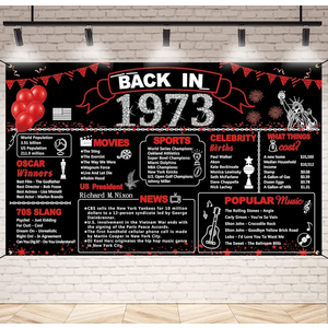 DARUNAXY Red 51st Birthday Party Decorations Black Red Back in 1973 Banner 51 Year Old Birthday Party Poster Supplies Vintage 1973 Backdrop Photography Background for Men & Women 51st Class Reunion