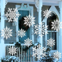 12pcs Large Christmas Hanging Snowflakes Decorations Outdoor - White Big Hanging Snowflake in Different Sizes for Winter Decoration Indoor Outdoor Christmas Tree Holiday Decor
