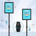 2 Pack Sign Holder Stand 8.5x11 inch for Display, Height Adjustable Floor Standing Signage Stand with 360 Rotated Snap Open Frame for Malls, Schools, Advertising, Outdoor Poster Stand