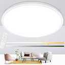 Glowall 24 Inch Led Ceiling Light Fixture, Ultra Thin Flush Mount, Dimmable with Remote Control, 56W, 5600 Lumen, Modern, Round, White, for Kitchen, Dining Room, Bedroom, Living Room, Home Office