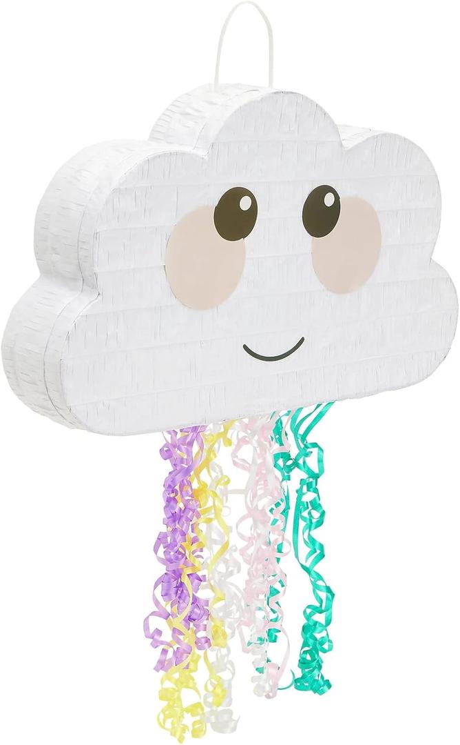 BLUE PANDA Pull String Cloud Pinata for Girls Rainbow Birthday Party Supplies, Baby Shower Decorations (16.5 x 10 x 3 In)
