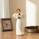 TOHLUCS Angel Figurine with Dog - 6.2 Inch Hand-Painted Resin Statue - Sympathy Memorial Gift for Pet Loss, Dog Mom Remembrance, and Friendship - Rustic Faceless Guardian Angel Home Decor