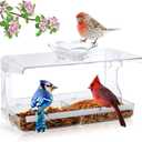 Window Bird Feeder with Non-Marking Self-Adhesive Hooks, Clear and Transparent, Outdoor Wild Bird Watching Gift, Garden Decor